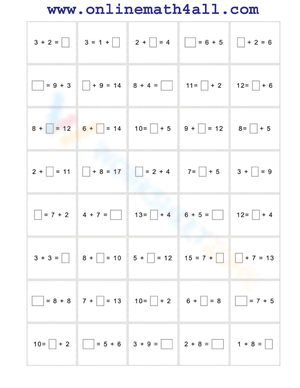 Missing Addend Worksheet
