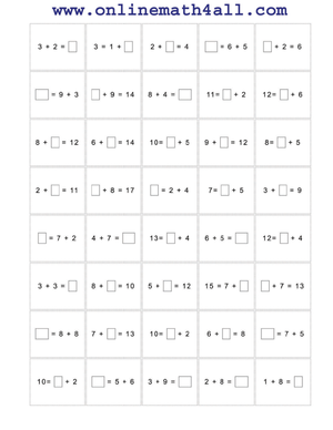 Missing Addend Worksheet
