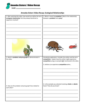Ecological Relationships Worksheet