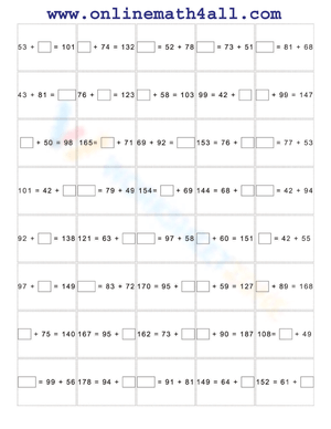 Missing Addend Worksheet 5