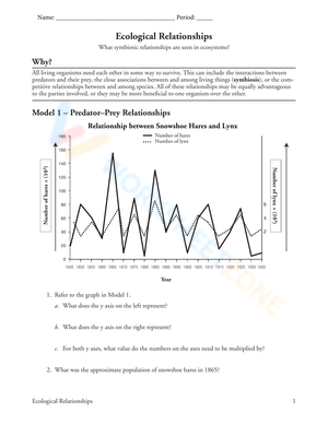 Ecological Relationships: Updated Worksheet
