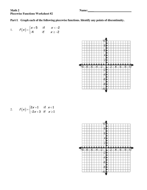 Piecewise Functions Practice Worksheet
