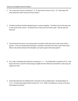 Solve Distance and Midpoint Word Problems