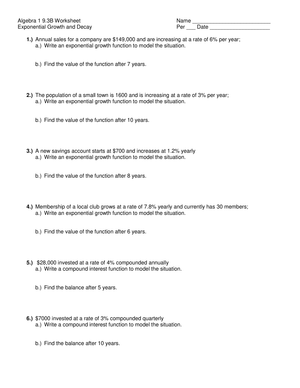 Model Exponential Growth and Decay