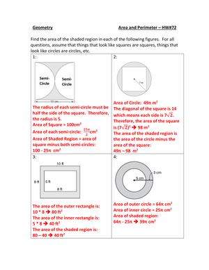 Calculate Area of Shaded Regions