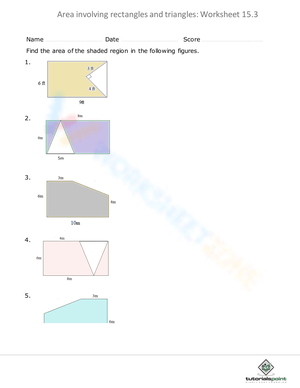 Find the Area of the Shaded Region Worksheets With Answers