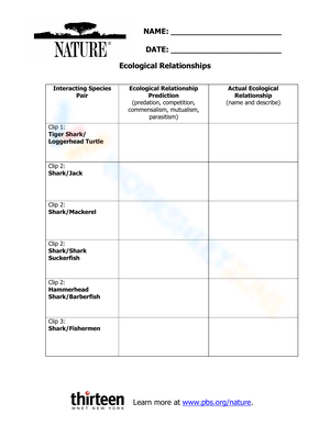 Free Printable Ecological Relationships Worksheets
