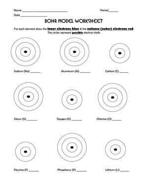 Learn with Bohr Model Worksheet
