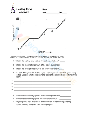 Heating Curve Homework Worksheet