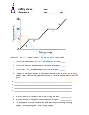 Heating Curve Homework Worksheet