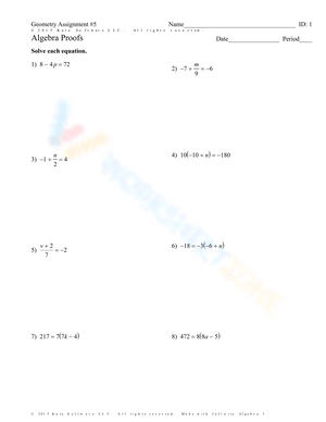 Algebraic Proofs Worksheet 3