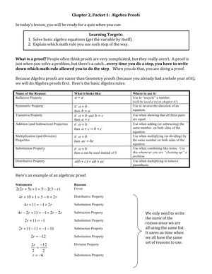Algebraic Proofs Worksheet 5