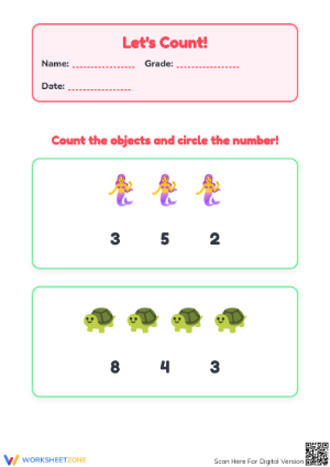 Printable Counting Objects Worksheet | Kindergarten Math