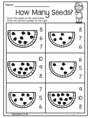 How Many Seeds Counting Worksheet