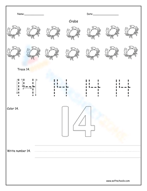 14 Crabs Counting Practice Worksheet