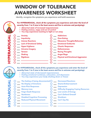 Window of Tolerance Awareness Worksheet