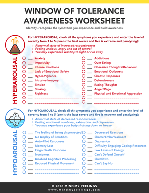 Window of Tolerance Awareness Worksheet