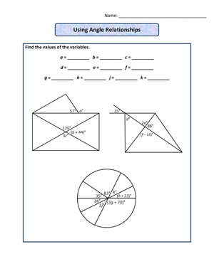 Using Angle Relationships