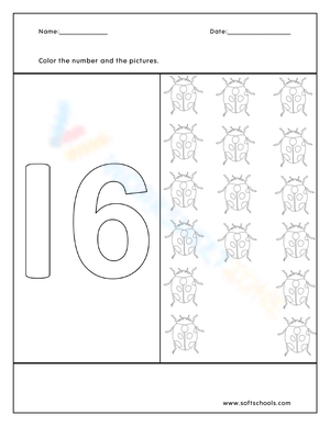 Number 16 with Ladybugs