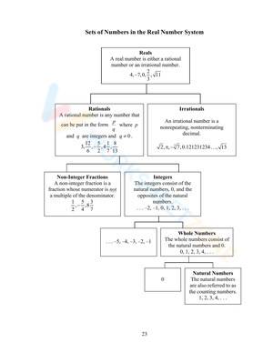 Sets of Numbers in the Real Number System