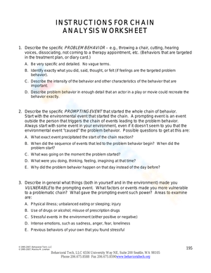 Instructions for Chain Analysis Worksheet