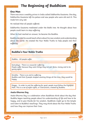 The Beginning of Buddhism Worksheet
