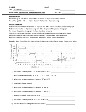 Position-Time and Velocity-Time Graphs
