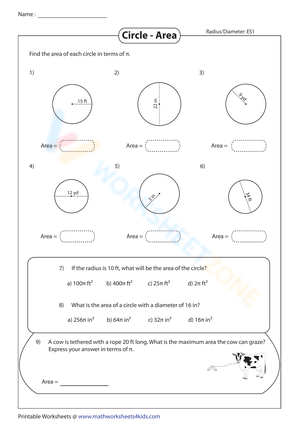 Calculate Circle Area from Radius or Diameter
