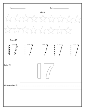 Practice Tracing the Number 17