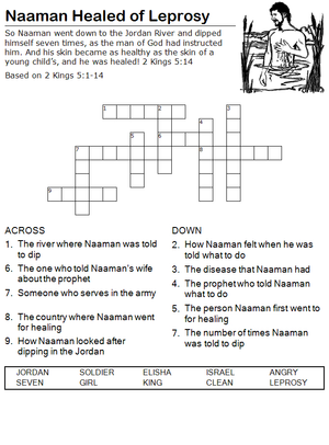 Naaman Healed Bible Story Crossword