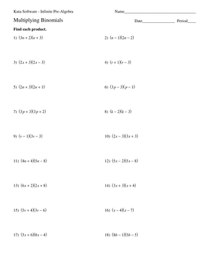 Practice Multiplying Binomials
