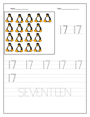 Fun Number 17 Activity Worksheet