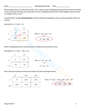 Multiplying Binomials