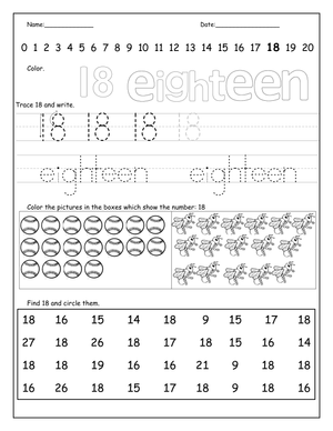 Trace and Learn Number 18