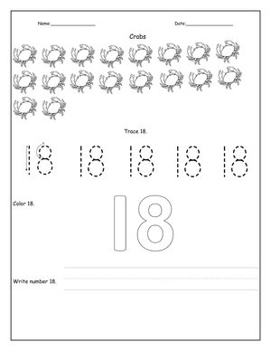 Practice Writing the Number 18