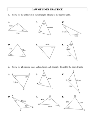Law of Sines Practice Problems