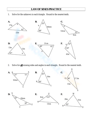 Law of Sines Practice Problems