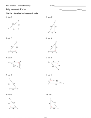 Introductory Trigonometric Ratios Worksheet