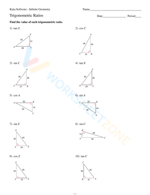 Introductory Trigonometric Ratios Worksheet