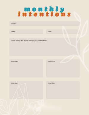 Monthly Intention Setting Worksheet