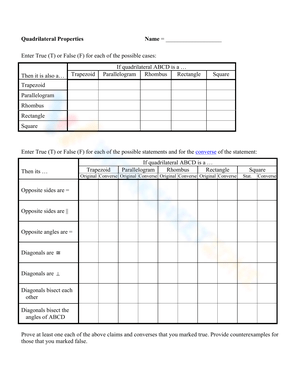 Explore Quadrilateral Properties with this Worksheet