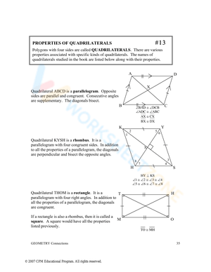 Updated Quadrilateral Properties Worksheet for Students