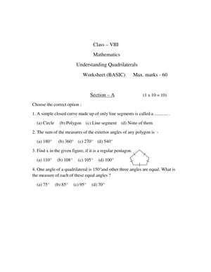 Understanding Quadrilaterals: Comprehensive Worksheet