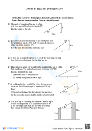 Angles of Elevation and Depression 