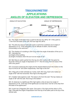 Trigonometry: Angles of Elevation and Depression Worksheet