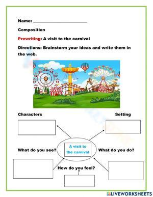 Prewriting Brainstorming Worksheet for Students