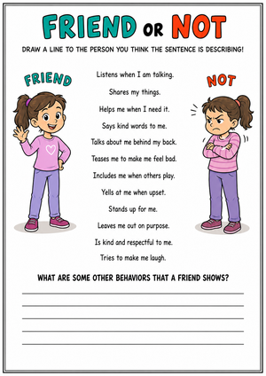 Friend or Not Worksheet: Essential Social Skills Grade 2