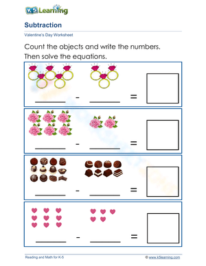 Valentine's Subtraction Worksheet: Math Fun