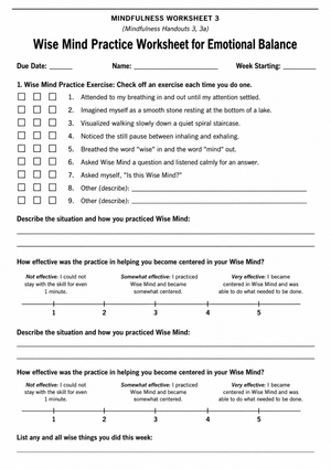 Grade 9-12 Wise Mind — Printable No-Prep Worksheet