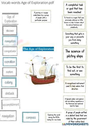 Age of Exploration Vocabulary Words Worksheet